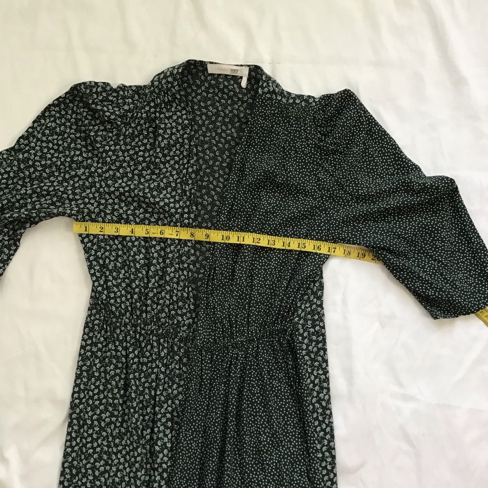 See By Chloé Women Elegant Dark Emerald Green & White Floral Midi Wrap Dress 6 - Picture 11 of 14